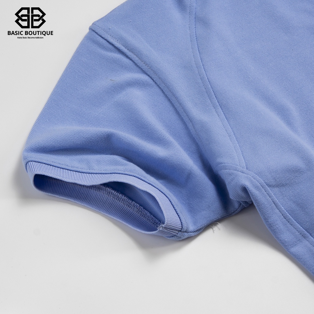 Áo polo áo cổ trụ màu xanh than phối gân dọc lịch sự dễ phối đồ | BigBuy360 - bigbuy360.vn