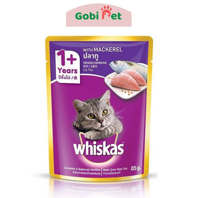 Pate Whiskas cho mèo gói 85g bổ sung dinh dưỡng vị cá biển - Gobi Pet