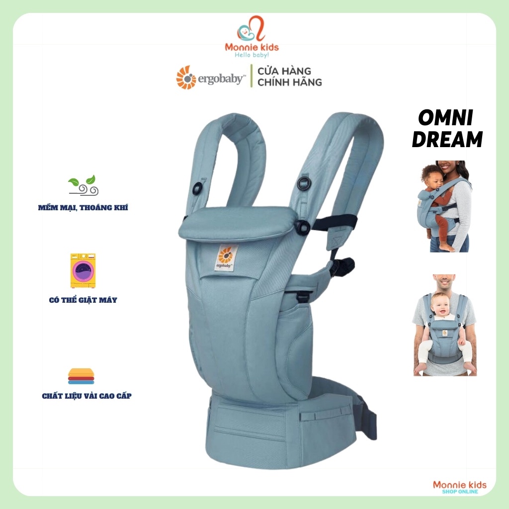 Địu ngồi Ergobaby Omni Dream cho bé 0m+, đai địu trợ lực 4 tư thế - Monnie Kids