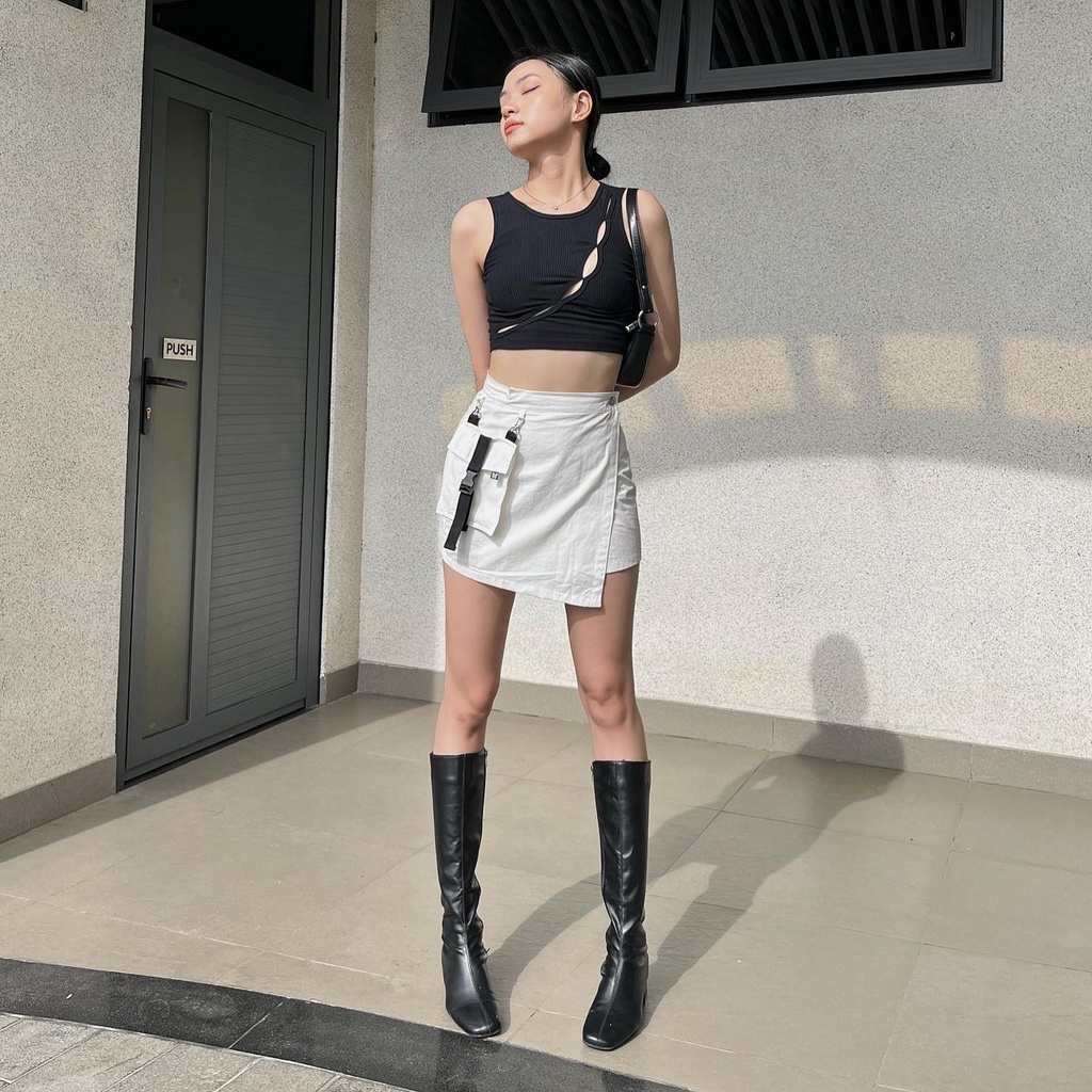 Chân Váy Ngắn Chữ A Túi Hộp Kaki UTILITY WRAP SKIRT - RORA