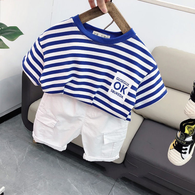 Set Áo Thun In Chữ + Quần Short Thời Trang Mùa Hè Cho Bé Trai