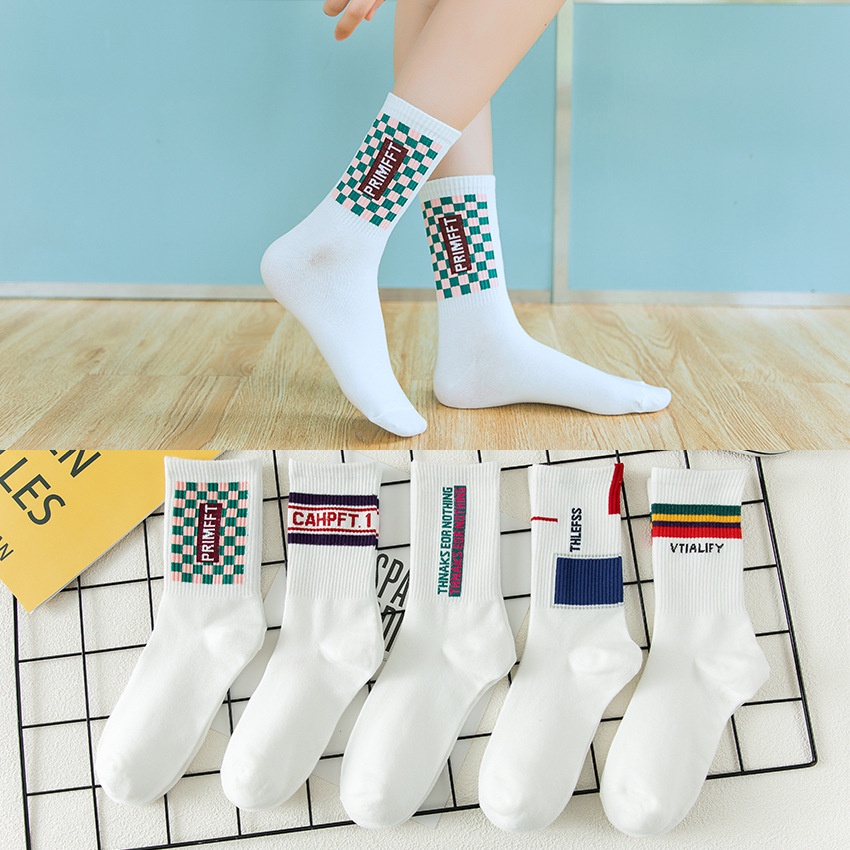 Tất Chữ Ulzzang Cao Cổ - Vớ Chữ Caro Unisex Mẫu Mới