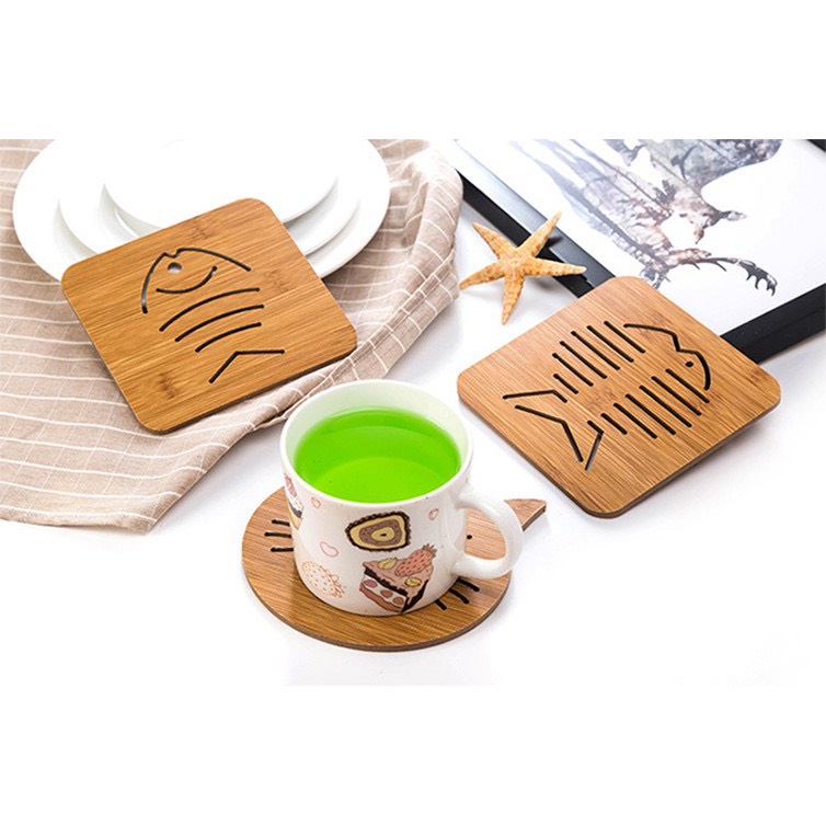 Miếng lót nồi lót cốc bằng gỗ sang trọng, Giá siêu rẻ