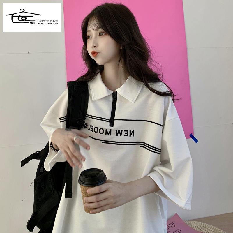 Áo Thun polo Tay Ngắn Dáng Rộng Phong Cách Thời Trang Harajuku Nhật Bản