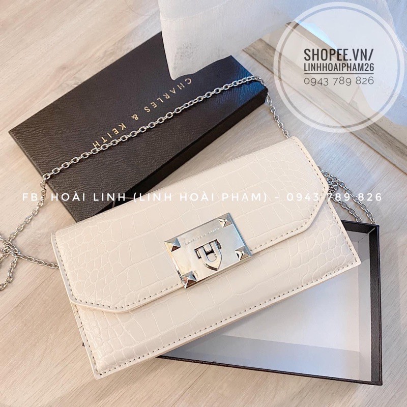 Ví dài khoá gập chất da rắn kèm dây đeo fullbox