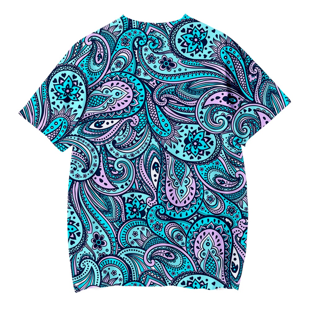 Áo Thun Tay Ngắn Dáng Rộng In Họa Tiết Paisley Phong Cách Âu Mỹ Thời Trang Cho Nam Và Nữ