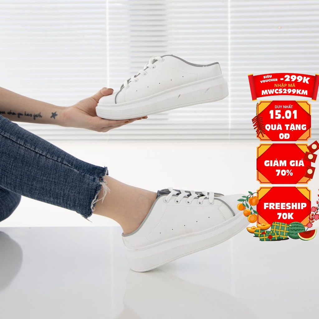 GIÀY SỤC THỂ THAO NỮ MWC - GIÀY SỤC THỂ THAO VIỀN PHẢN QUANG - GIÀY SỤC THỂ THAO DA CAO CẤP ĐỘN ĐẾ NUTT- 0429