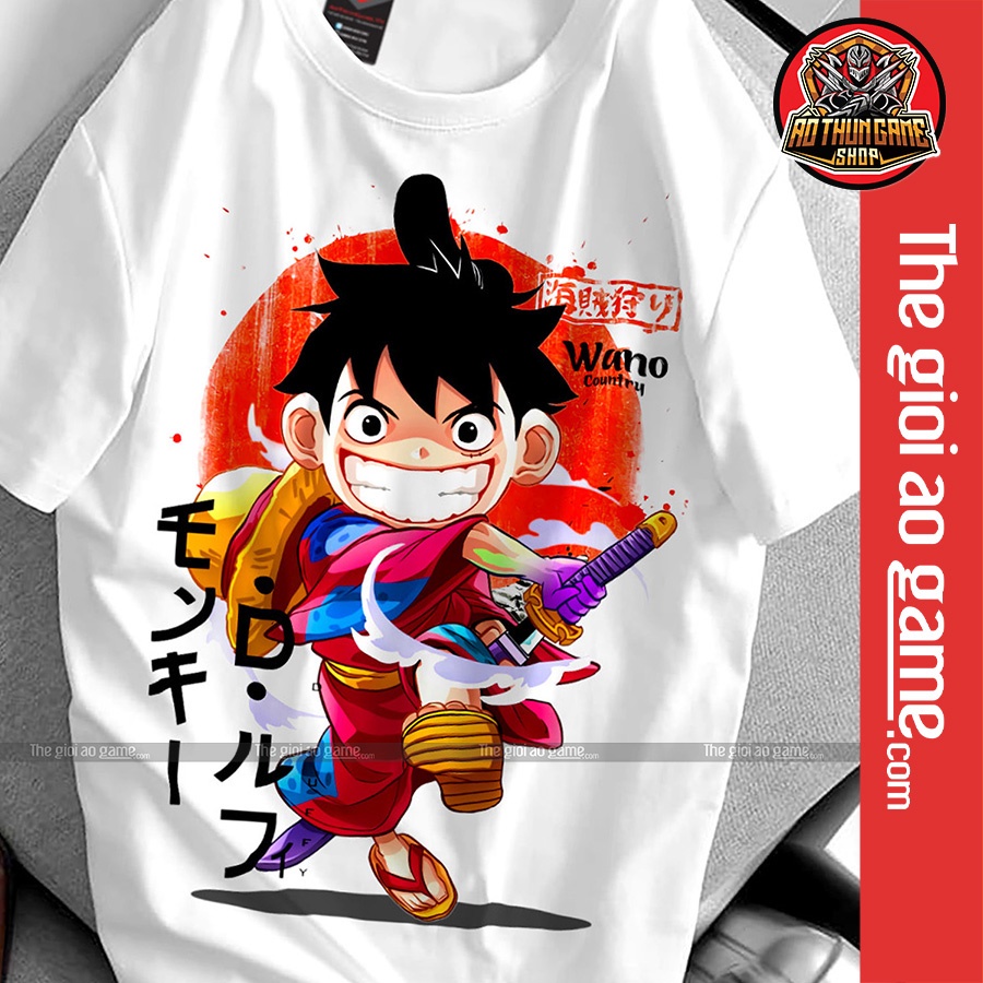 Áo Luffy Wano T14 mẫu mới cực đẹp / Áo thun One Piece Luffy mũ rơm có size bé cho trẻ em 25-90kg | AoThunGameVn