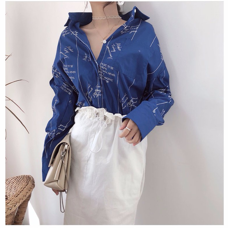 ÁO SƠ MI CHỮ NỔI ULZZANG(kèm hình thật) | BigBuy360 - bigbuy360.vn