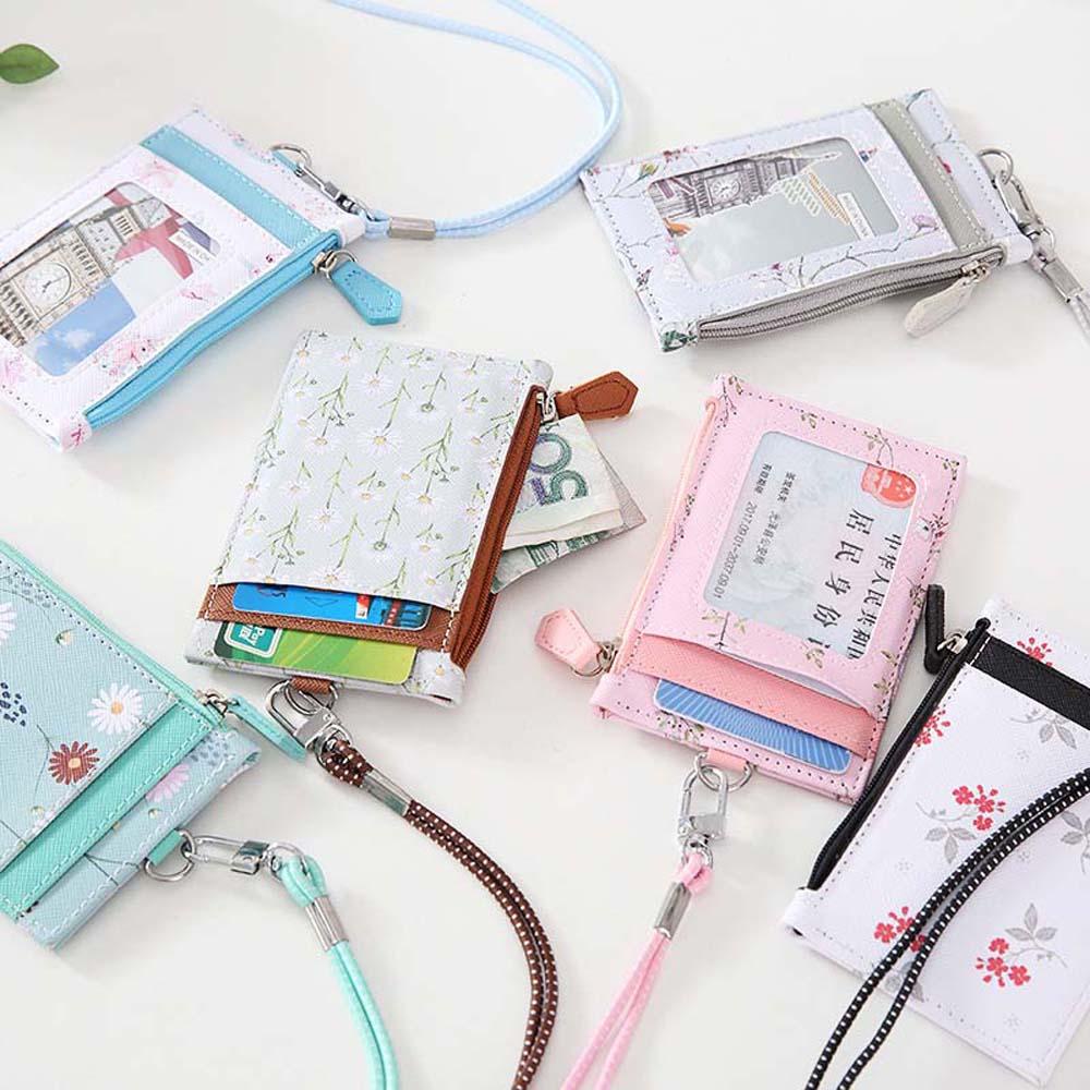 Ốp Điện Thoại Da Pu Có Ngăn Đựng Thẻ / Móc Khóa Họa Tiết Hoa Thời Trang