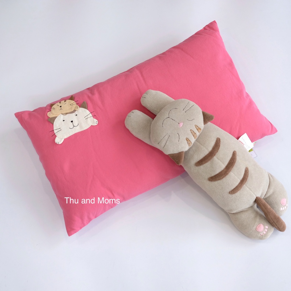 Size S 30x50cm Gối và vỏ gối cho bé Hikosen Cara Nhật Bản vải cotton tự nhiên mềm mát V-Z17-188