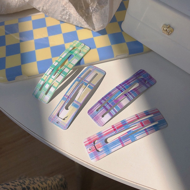 Kẹp tóc vải sọc ca rô cho bé gái