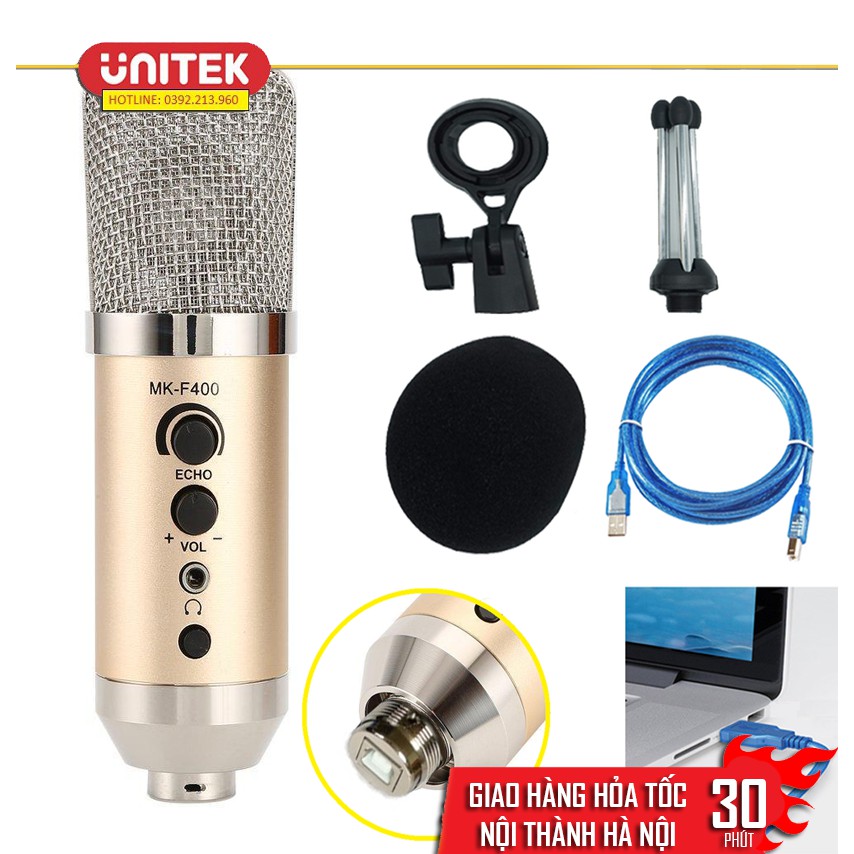 [Mã ELHACE giảm 4% đơn 300K] Microphone Thu Âm Live Stream MK-F400USB - Kết nối qua cổng USB