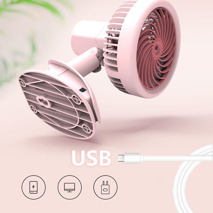 Quạt phun sương mini kẹp bàn CLIP FAN 3 chế độ quạt phun sương tích điện đa năng | BigBuy360 - bigbuy360.vn