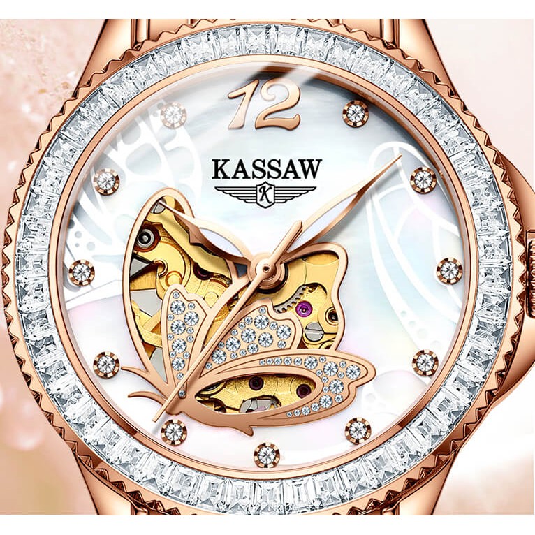 Đồng hồ nữ chính hãng KASSAW K889-1 Kính sapphire ,chống xước ,Chống nước 50m ,Bảo Hành 24 Tháng,máy cơ (Automatic)