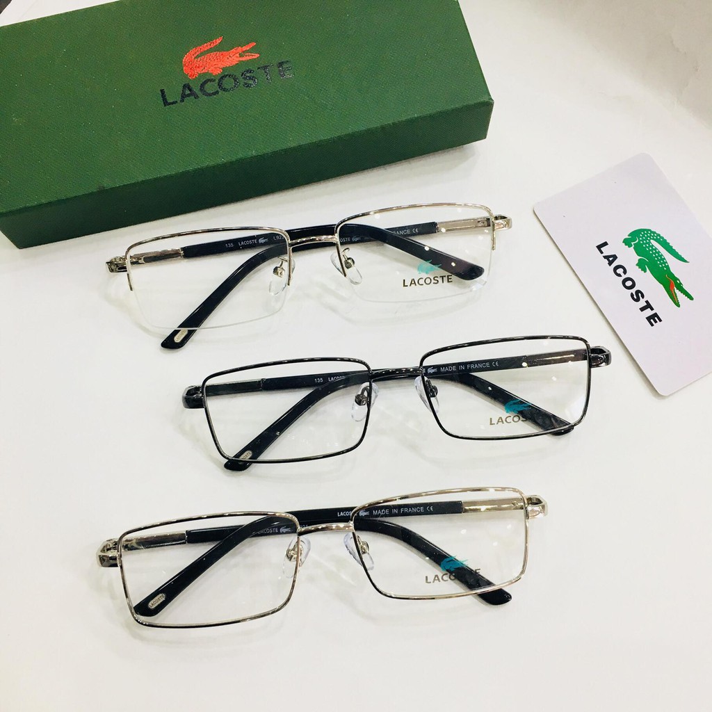 Gọng kính kim loại nam Lacot mắt vuông - nhận cắt mắt cận viễn loạn