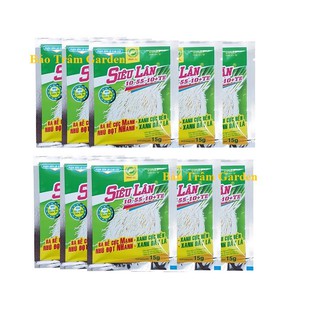 Phân bón cao cấp siêu lân xanh 10-55-10+TE ra rễ cực mạnh- Chống sốc lạnh- nhú đọt nhanh- xanh dày lá gói 15g sét 10 gói