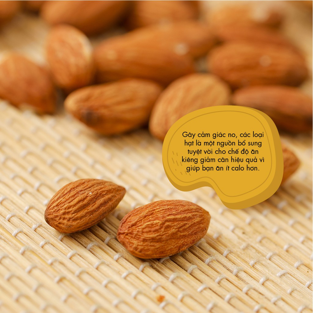 HẠT HẠNH NHÂN SẤY NGUYÊN VỊ ăn vặt healthy cho người ăn kiêng ăn chay &amp; mẹ bầu giúp ổn định huyết áp &amp; bổ sung vitamin E