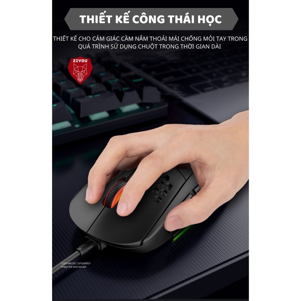 Chuột Máy Tính Gaming Ziyou M8 Led Rgb Phiên Bản Cao Cấp 2023, Chuột Nhạy 3200 DPI, Tương Thích Máy Tính, Laptop