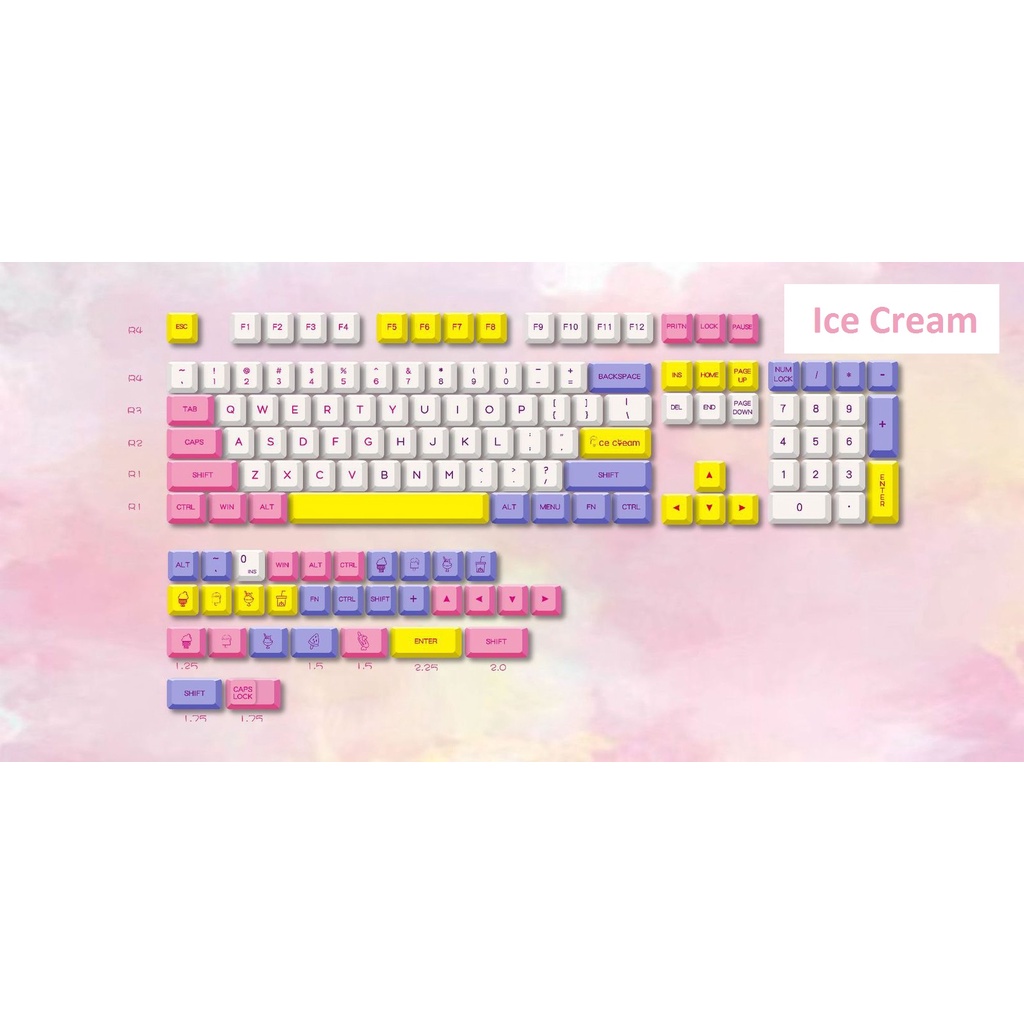 Bộ Keycap PBT nút bàn phím cơ profile XDA nhiều màu Koi Fish, Ice Cream, Macaroon ... phù hợp nhiều loại bàn phím