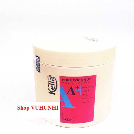 Hấp dầu dừa Kella A+ hồng Pure Coconut 500ml - Chính Hãng Siêu thơm mềm bóng mượt tóc, cải thiện khô xơ, hư tổn.