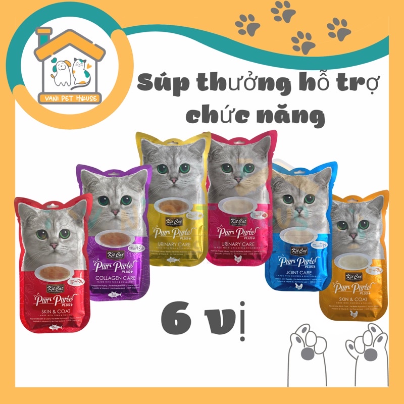 Súp thưởng Kitcat Purr Puree Plus+ hỗ trợ chức năng cho mèo (có lẻ 1 thanh - gói 4 thanh).