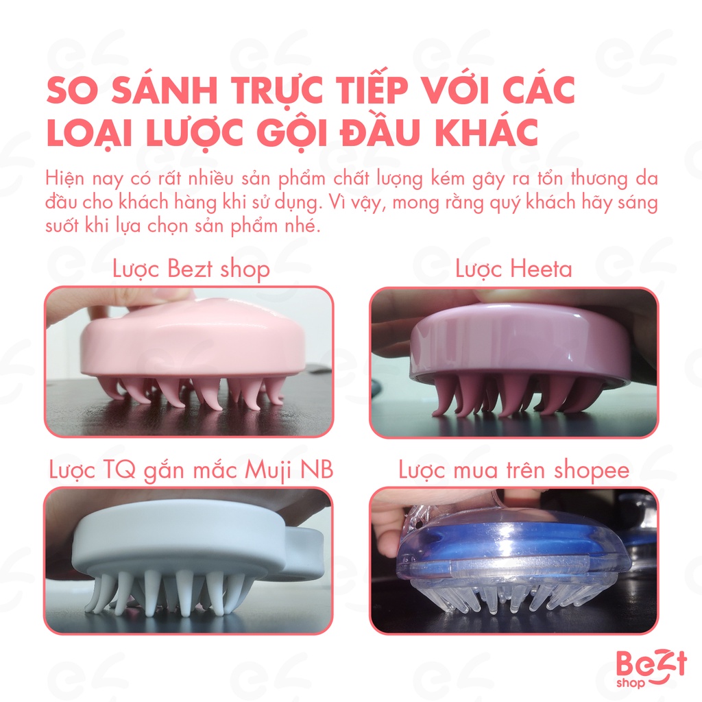 Lược gội đầu silicon cao cấp hàng xuất Nhật massege da đầu gỡ tóc rối chải tóc dễ dàng Bezt Shop