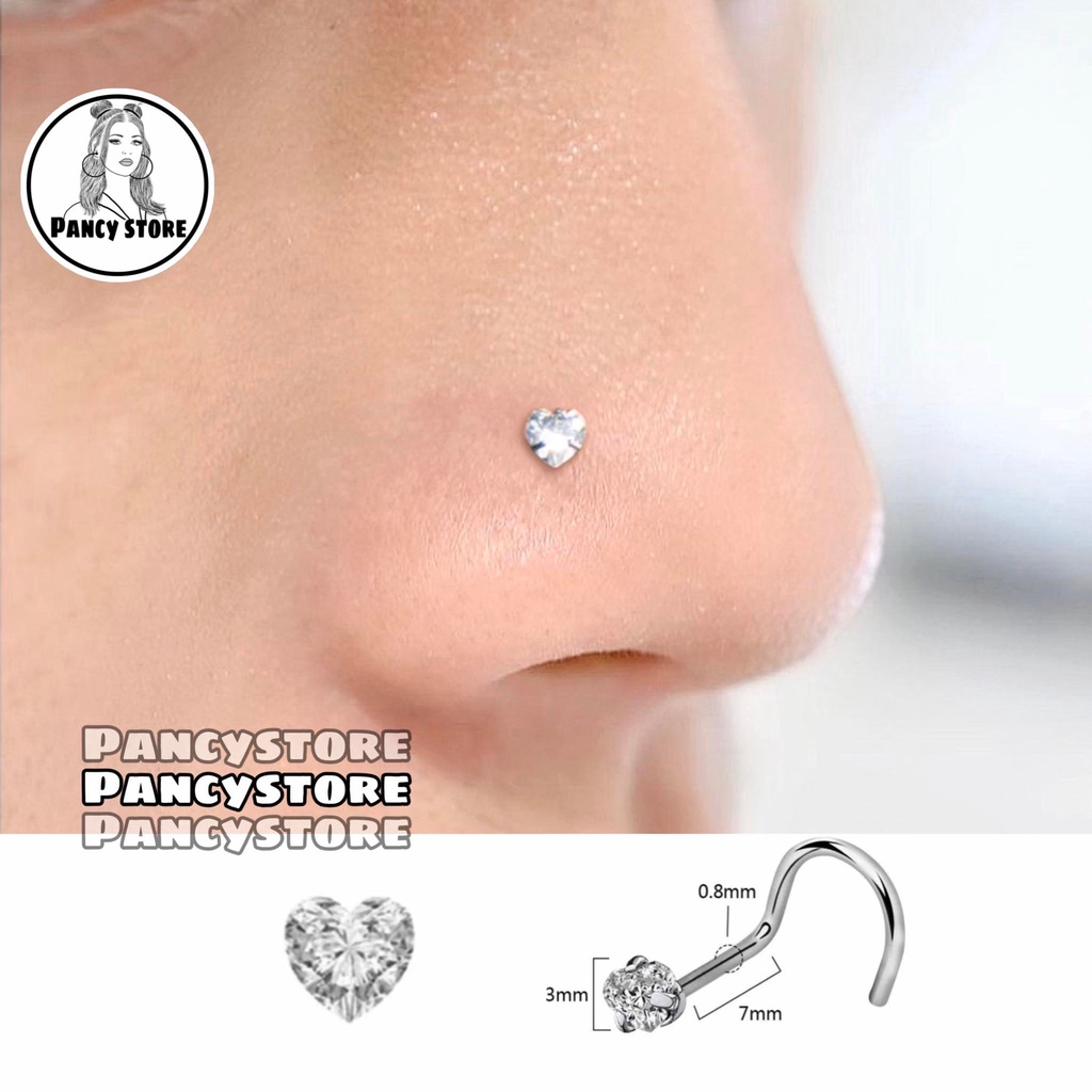 khuyên mũi titan trái tim siêu bền không gỉ