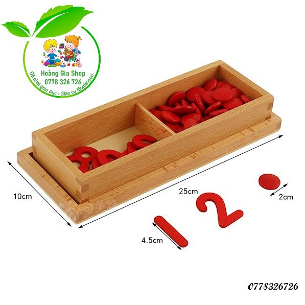 Hộp số cắt rời và hạt đếm Montessori (Cut-out Numerals and counters)