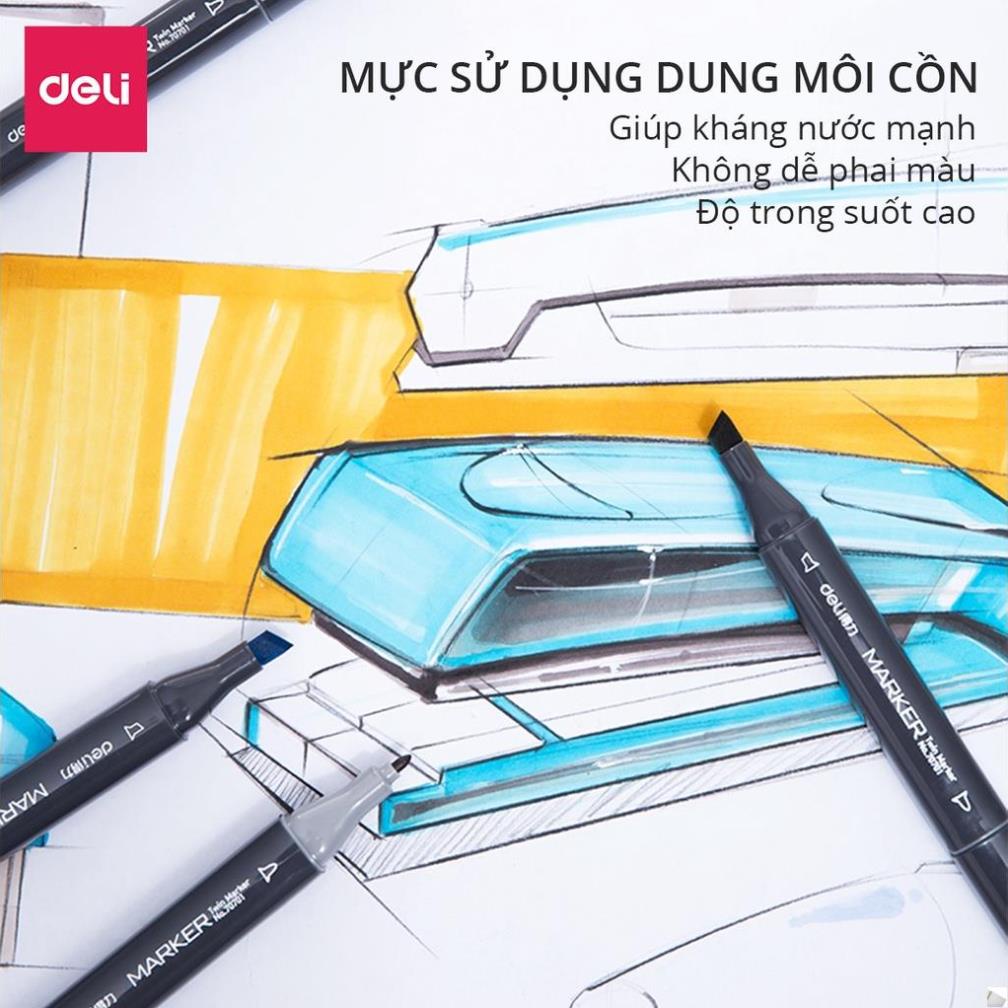 Bút màu marker hai đầu cao cấp Deli - 70701 .