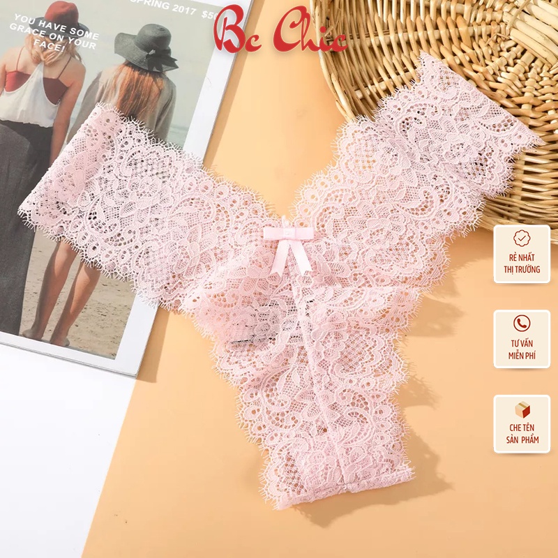 Quần Lót Nữ Ren lọt khe ren đính nơ nhỏ họa tiết điệu đà quyến rũ mã Q411 BC_CHIC LINGERIE