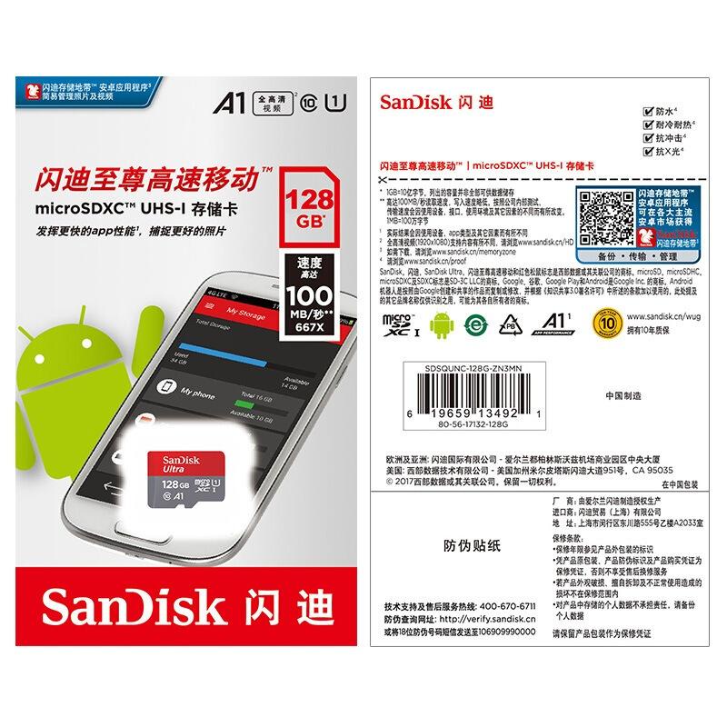 SANDISK Thẻ Nhớ Micro Sd100mb / s TF Usb 256GB Class10 Cho MáY TíNh BảNg / ĐiệN ThoạI