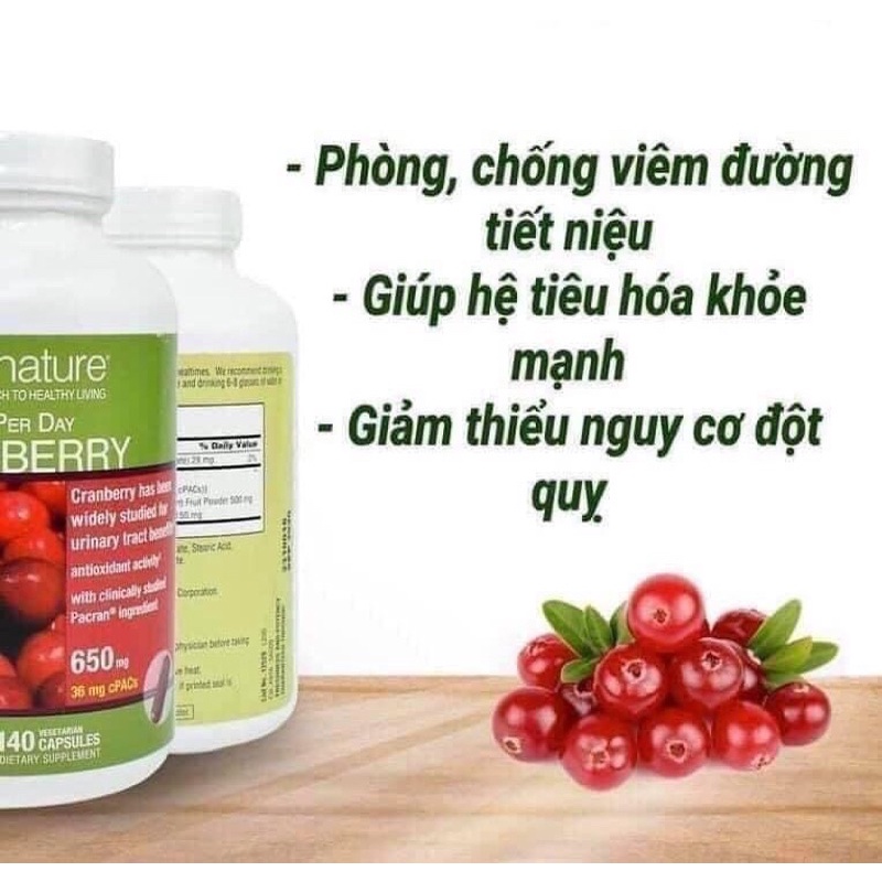 VIÊN HỖ TRỢ ĐƯỜNG TIẾT NIỆU TRUNATURE CRANBERRY 650MG hàng Mỹ đủ Bill