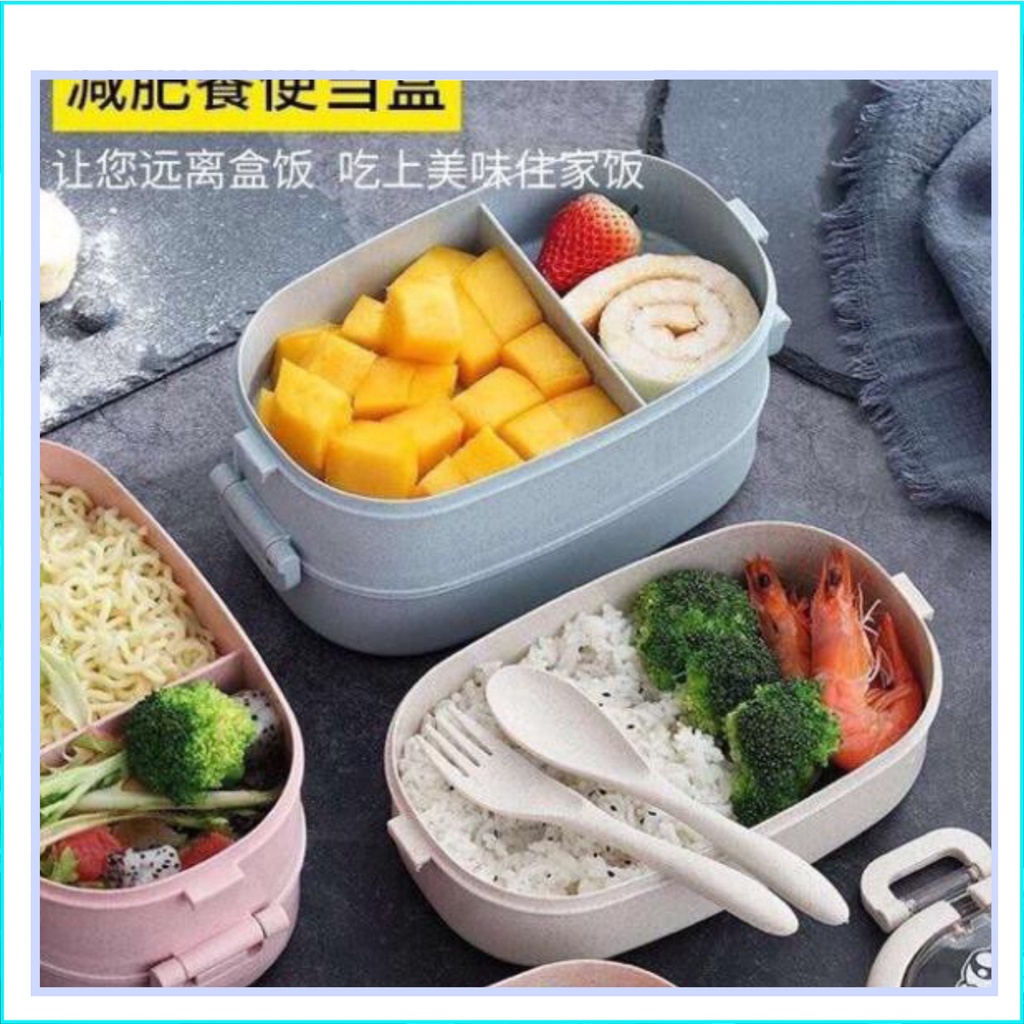 HỘP CƠM LÚA MẠCH  HỘP CƠM 2 TẦNG LÚA MẠCH CÓ QUAI XÁCH MẪU MỚI