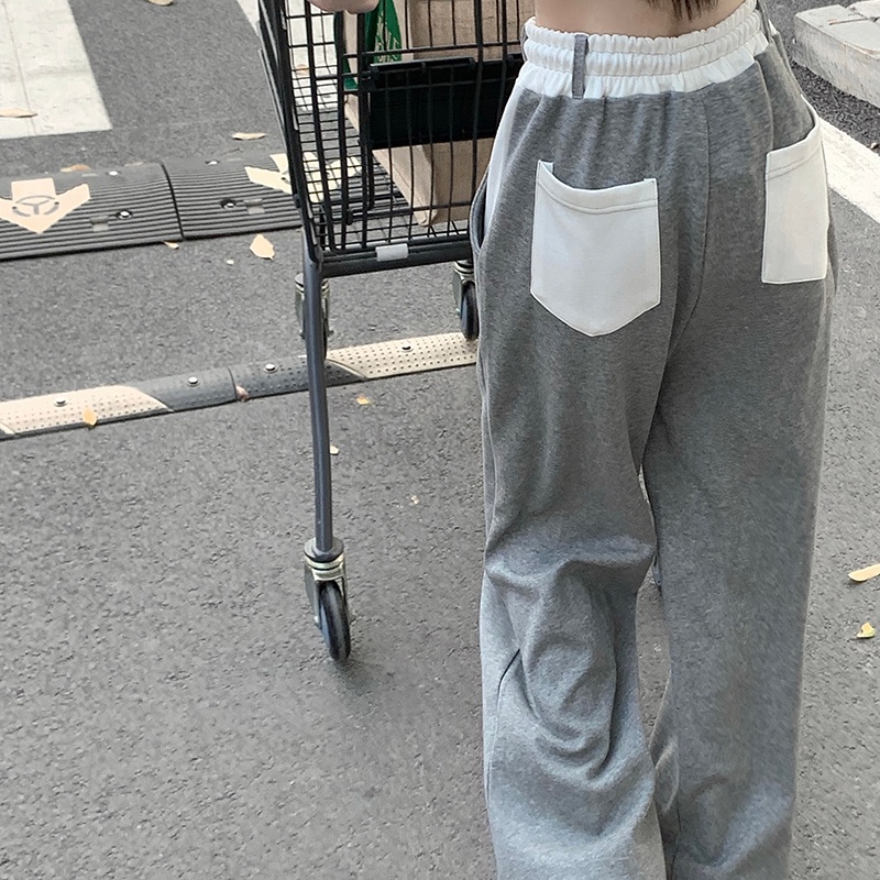 Quần dài SUXI lưng cao ống rộng có dây rút thời trang mùa thu mới dành cho nữ