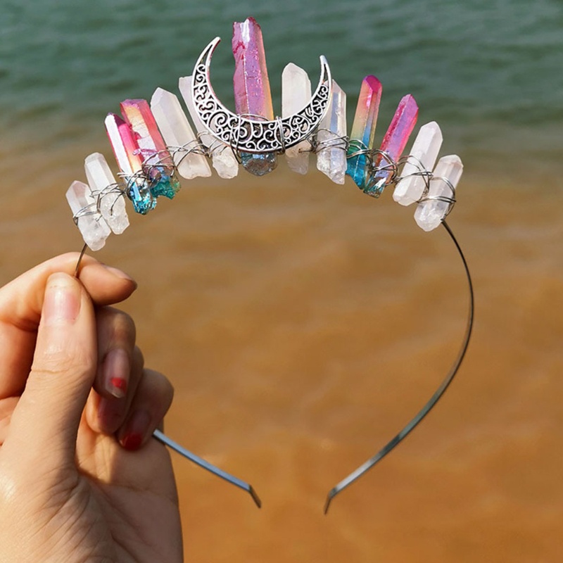 Băng Đô Cài Tóc Đính Pha Lê Nhiều Màu Phong Cách Vintage Cho Cô Dâu