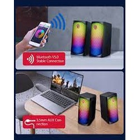 BlitzWolf AA-GCR3 AirAux Loa Máy Tính Loa Bluetooth AUX Âm Thanh Nổi HiFi 4 Chiếc Đèn RGB Nguồn Cung Cấp USB-Màu Đen