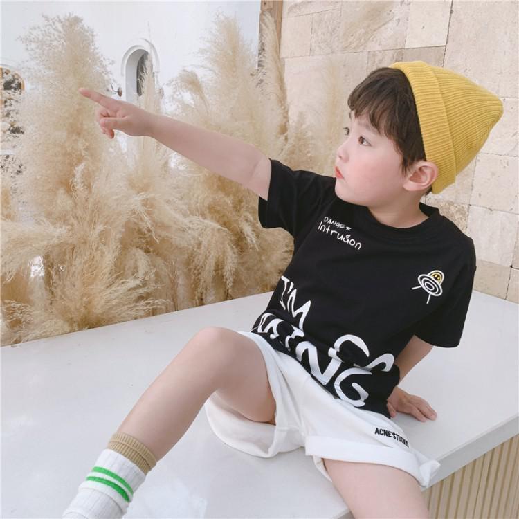 Bộ Áo Thun Cotton Tay Ngắn Kèm Quần Ngắn Phong Cách Hàn Quốc Thời Trang Mùa Hè Mới Cho Bé Trai