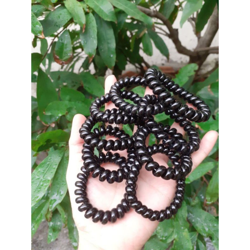 Sỉ 25 Cột tóc lò xo màu đen loại đẹp (Size to 5.5cm)