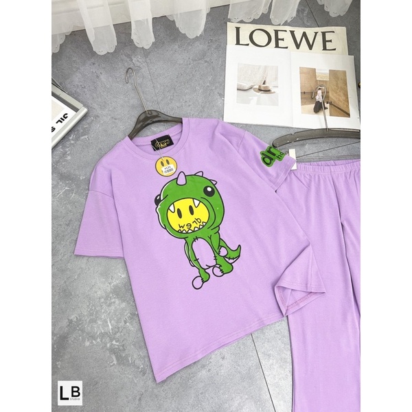 Bộ cotton tím khủng long