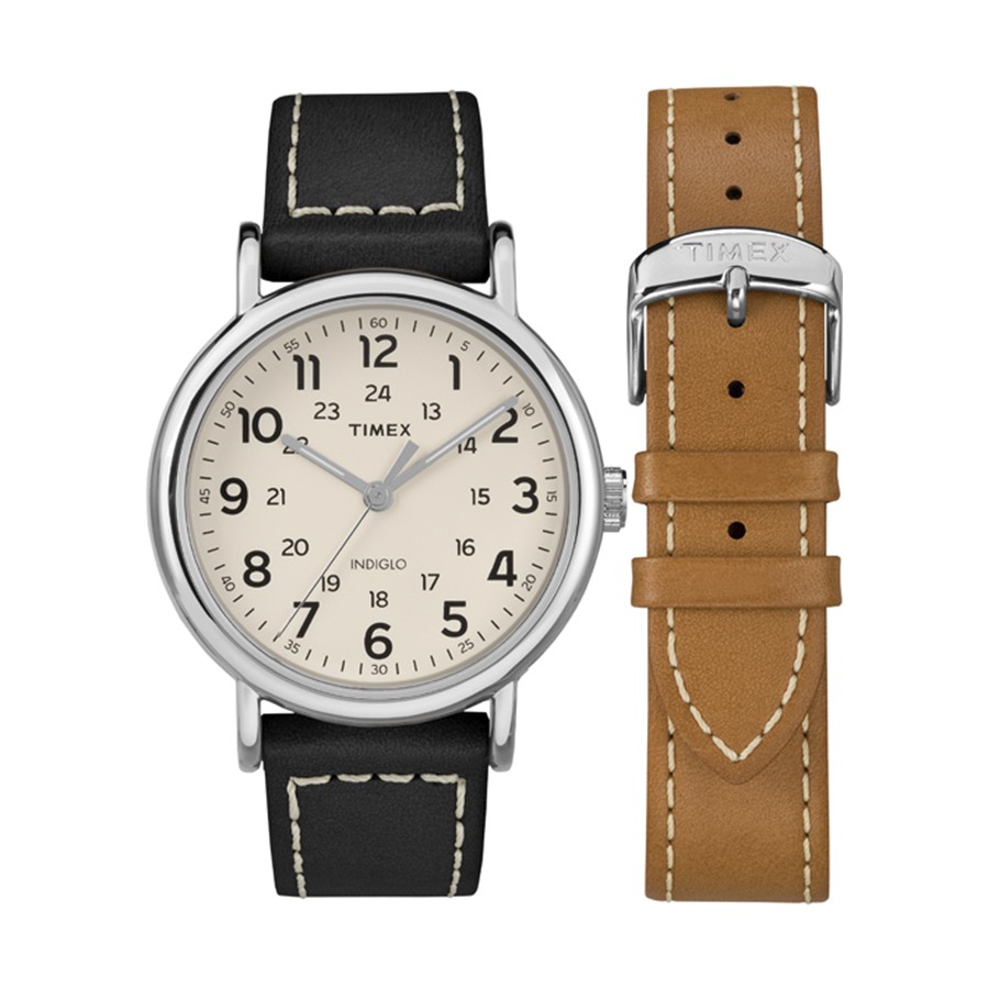 Đồng hồ Nam Timex Weekender 40mm 2-Piece Leather Strap Watch Gift Set - TWG019300