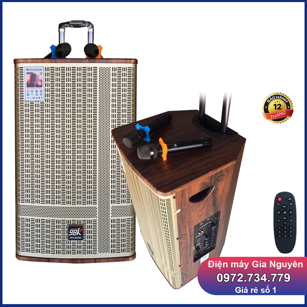 Loa kéo 98K K22 Bass 40 thùng gỗ, Bass căng, âm thanh to, hay, kèm 2 micro hát Karaoke