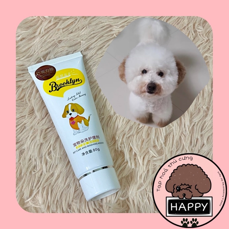 HOẢ TỐC |  Gel nhuộm Brooklyn chó mèo tuýp 80g / Thuốc nhuộm lông thú cưng kem màu hồng xanh đỏ nâu tím vàng cam