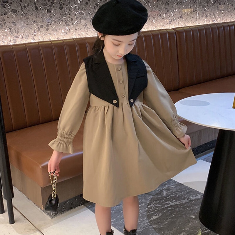 Đầm công chúa IQ ANGEL phong cách phương Tây thời trang xuân thu dành cho bé gái