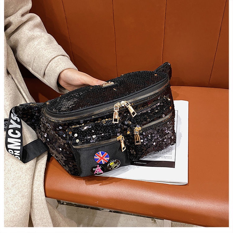 Túi đeo chéo vai đính kim sa màu gradient phong cách Hàn Quốc thời trang cho nữ