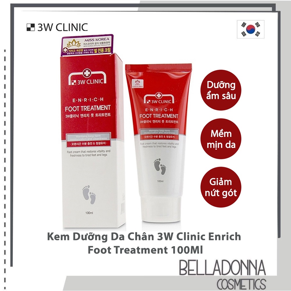 Kem Dưỡng Da Chân 3W Clinic Enrich Foot Treatment 100ml