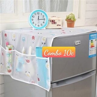 Gấu/nai/cỏ4lá/hoa hồng combo 10 tấm phủ tủ lạnh hoa văn