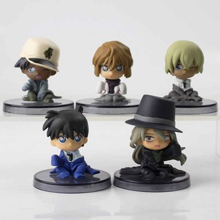 Set 05 mô hình thám tử lừng danh conan dáng ngồi chibi - mẫu 01