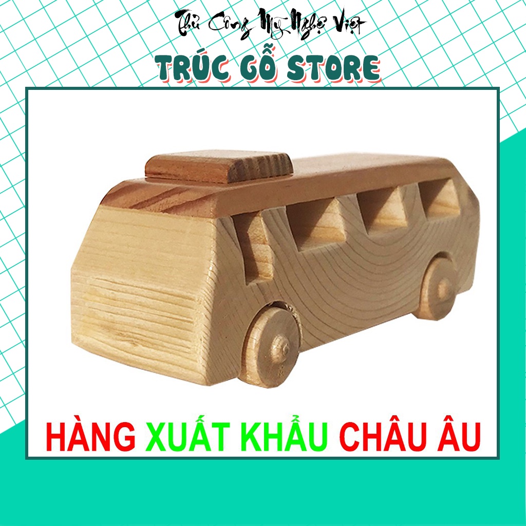 Xe đồ chơi gỗ an toàn cho bé - Xe bus gỗ