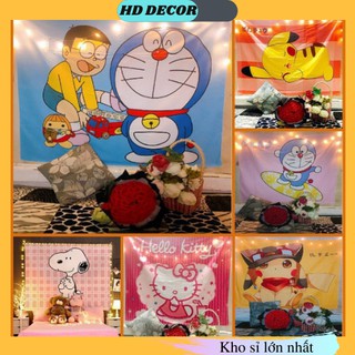 Tranh vải treo tường ⚡𝐅𝐑𝐄𝐄𝐒𝐇𝐈𝐏⚡ Vải decor treo tường Doremon, thảm treo tường mẫu kitty , siêu nhân, picachu d